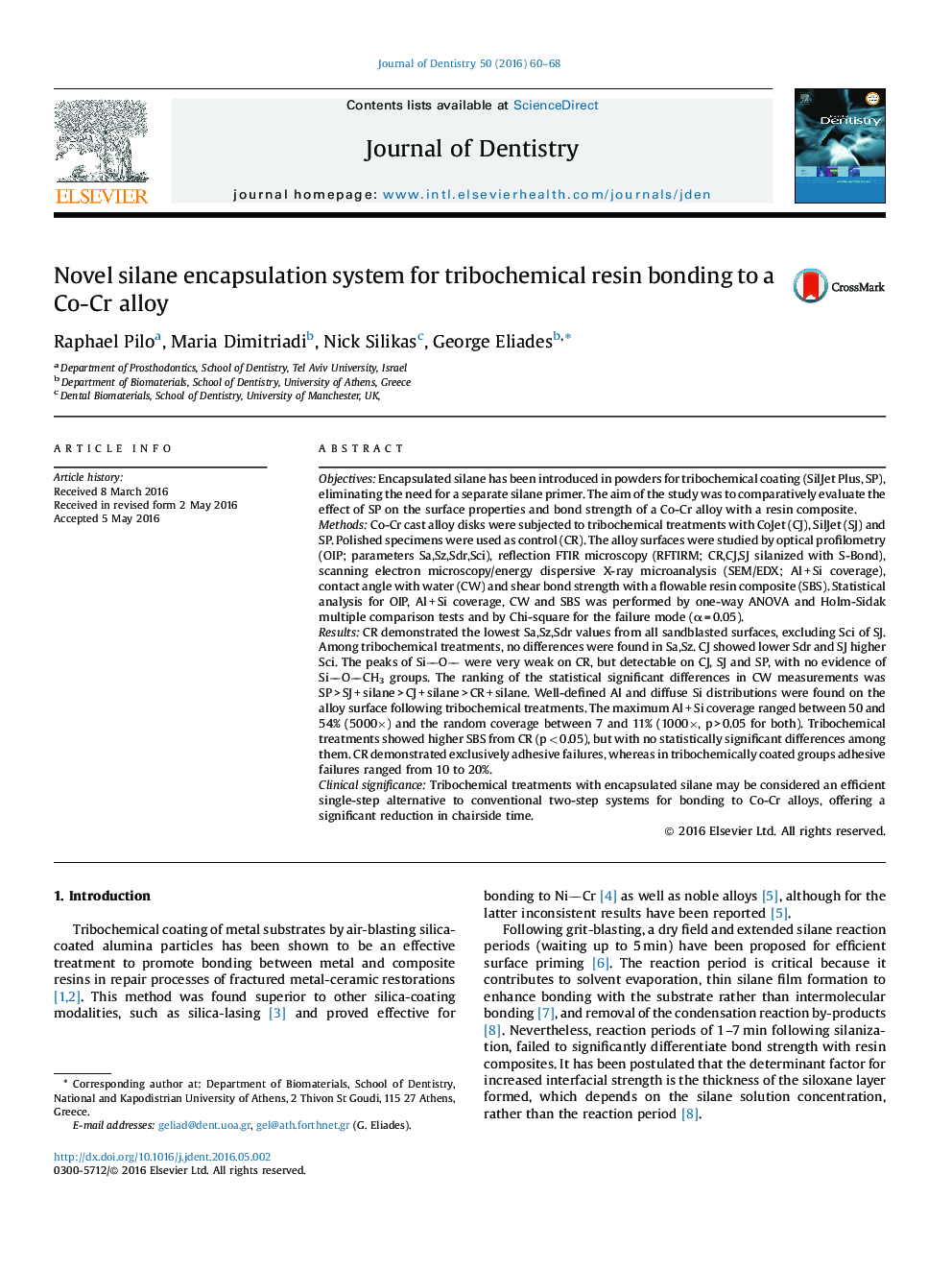 Novel silane encapsulation system for tribochemical resin bonding to a Co-Cr alloy