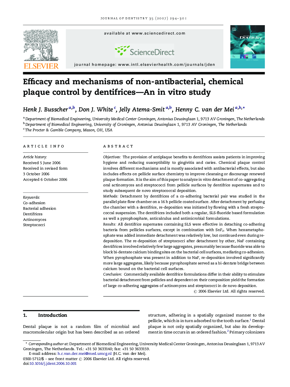 Efficacy and mechanisms of non-antibacterial, chemical plaque control by dentifrices-An in vitro study