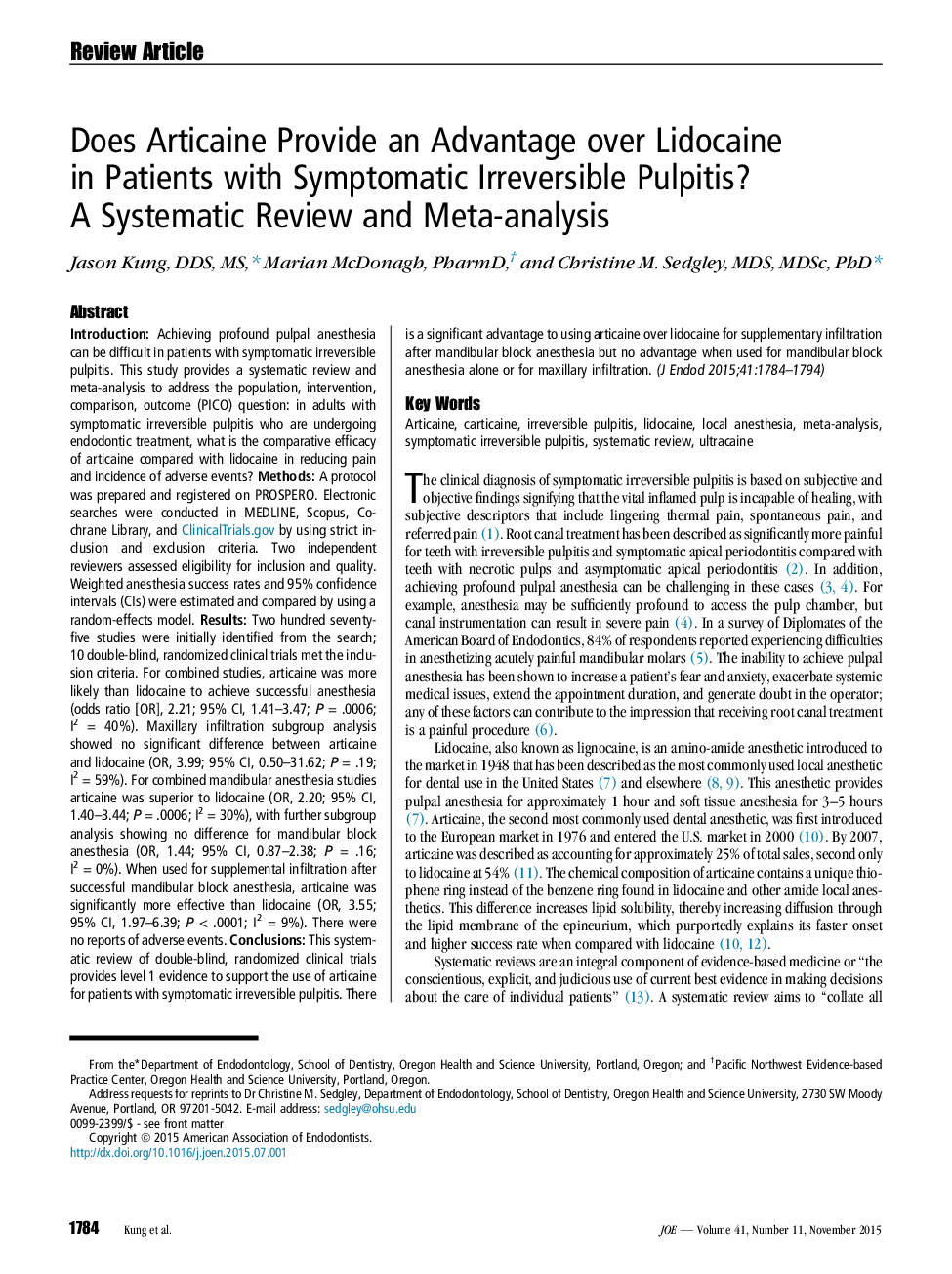 Does Articaine Provide an Advantage over Lidocaine in Patients with Symptomatic Irreversible Pulpitis? A Systematic Review and Meta-analysis