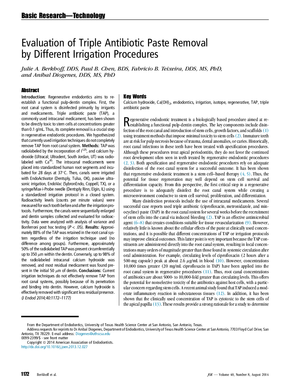 Evaluation of Triple Antibiotic Paste Removal by Different Irrigation Procedures