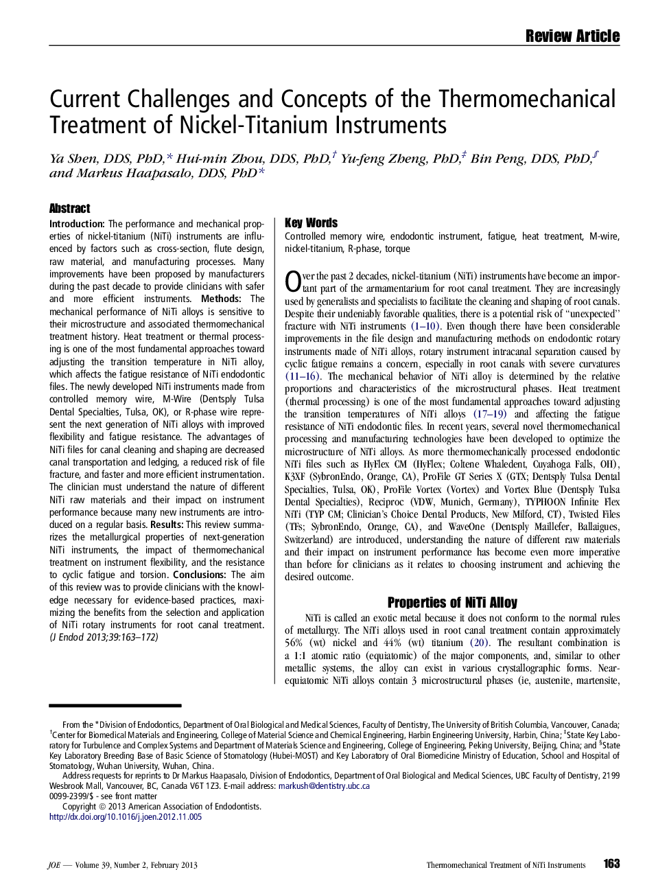 Current Challenges and Concepts of the Thermomechanical Treatment of Nickel-Titanium Instruments