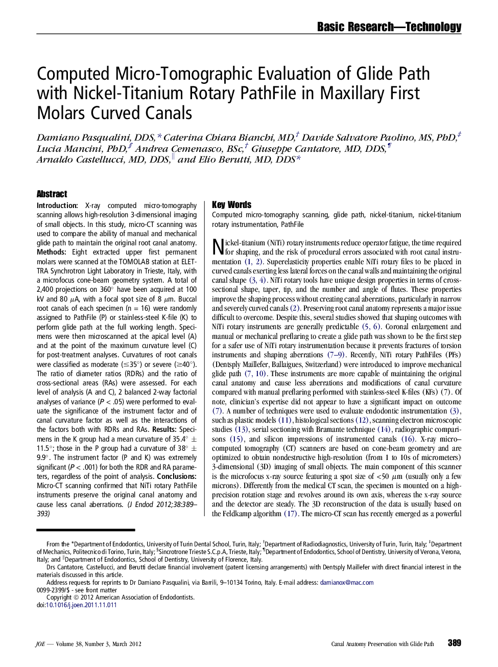 Computed Micro-Tomographic Evaluation of Glide Path with Nickel-Titanium Rotary PathFile in Maxillary First Molars Curved Canals 