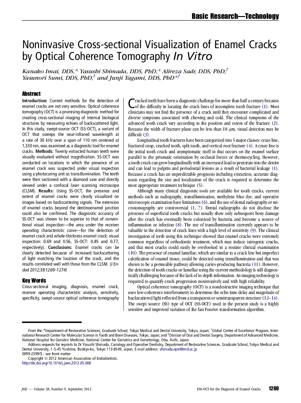 Noninvasive Cross-sectional Visualization of Enamel Cracks by Optical Coherence Tomography In Vitro