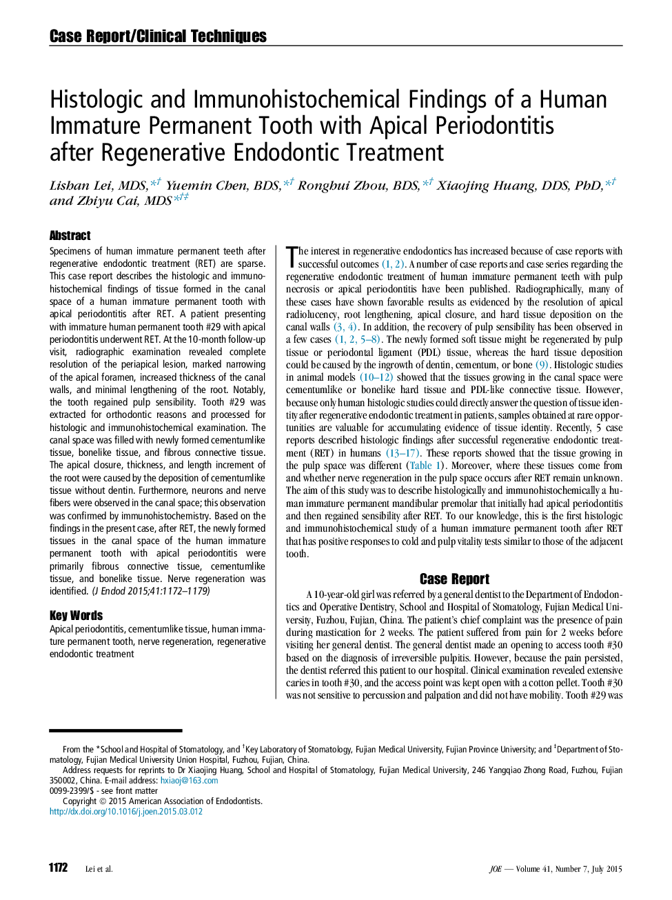 یافته های هیستولوژیک و ایمونوهیستوشیمیایی دندان دائمی بی اختیاری بی اختیاری با پریودنتیت آپیکال پس از درمان اندودنتیکس مجدد 