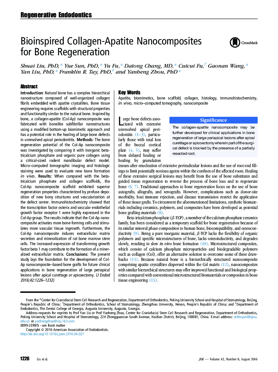 Bioinspired Collagen-Apatite Nanocomposites for Bone Regeneration