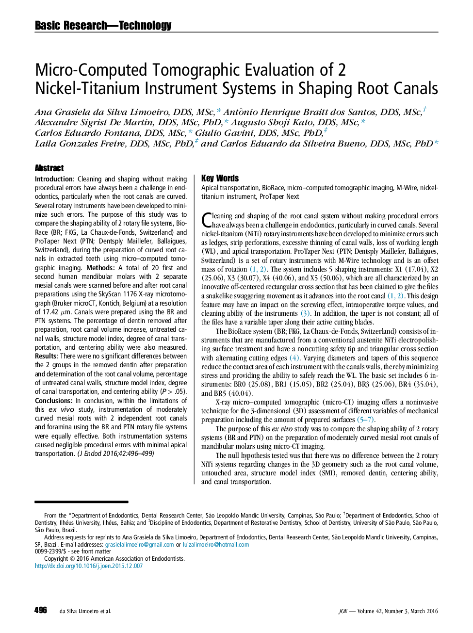 ارزیابی توموگرافی میکروکامپیوتری دو سیستم ابزاری نیکل ـ تیتانیوم در شکل دادن کانال های ریشه  