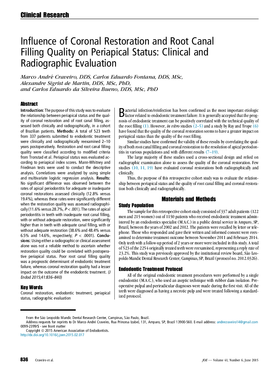 تأثیر بازسازی کرونال و کیفیت پر کردن کانال های ریشه در وضعیت پرایاپیکال: ارزیابی بالینی و رادیوگرافی 