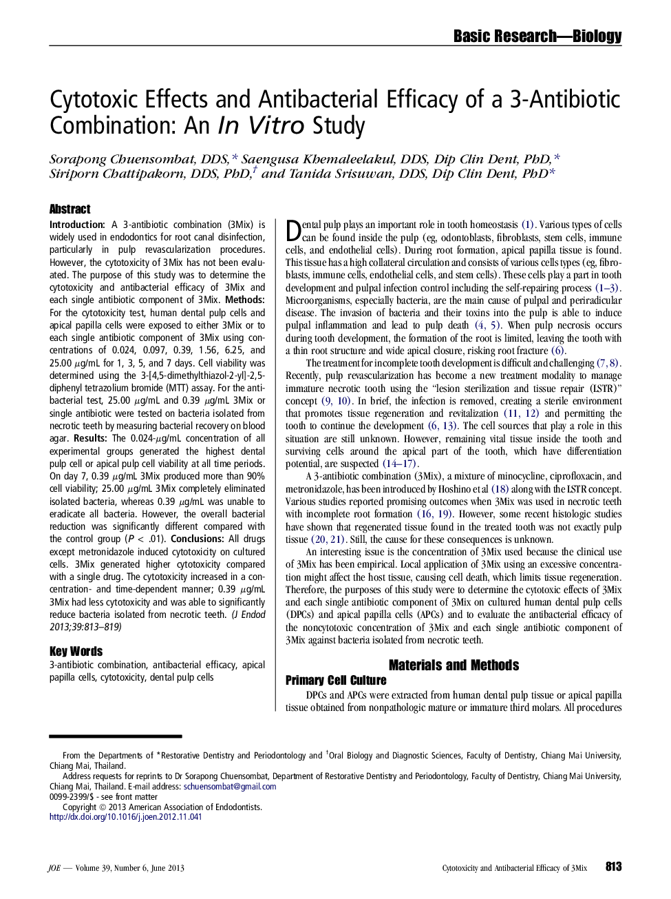 Cytotoxic Effects and Antibacterial Efficacy of a 3-Antibiotic Combination: An In Vitro Study