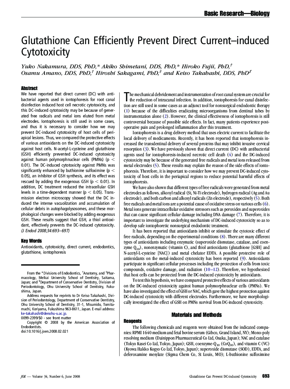 Glutathione Can Efficiently Prevent Direct Current-induced Cytotoxicity