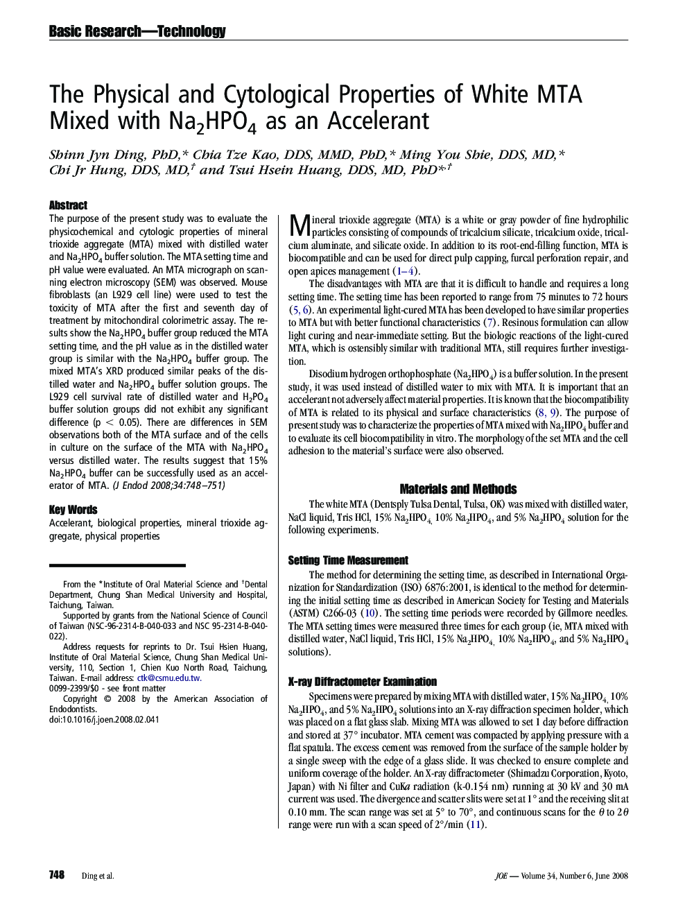 The Physical and Cytological Properties of White MTA Mixed with Na2HPO4 as an Accelerant