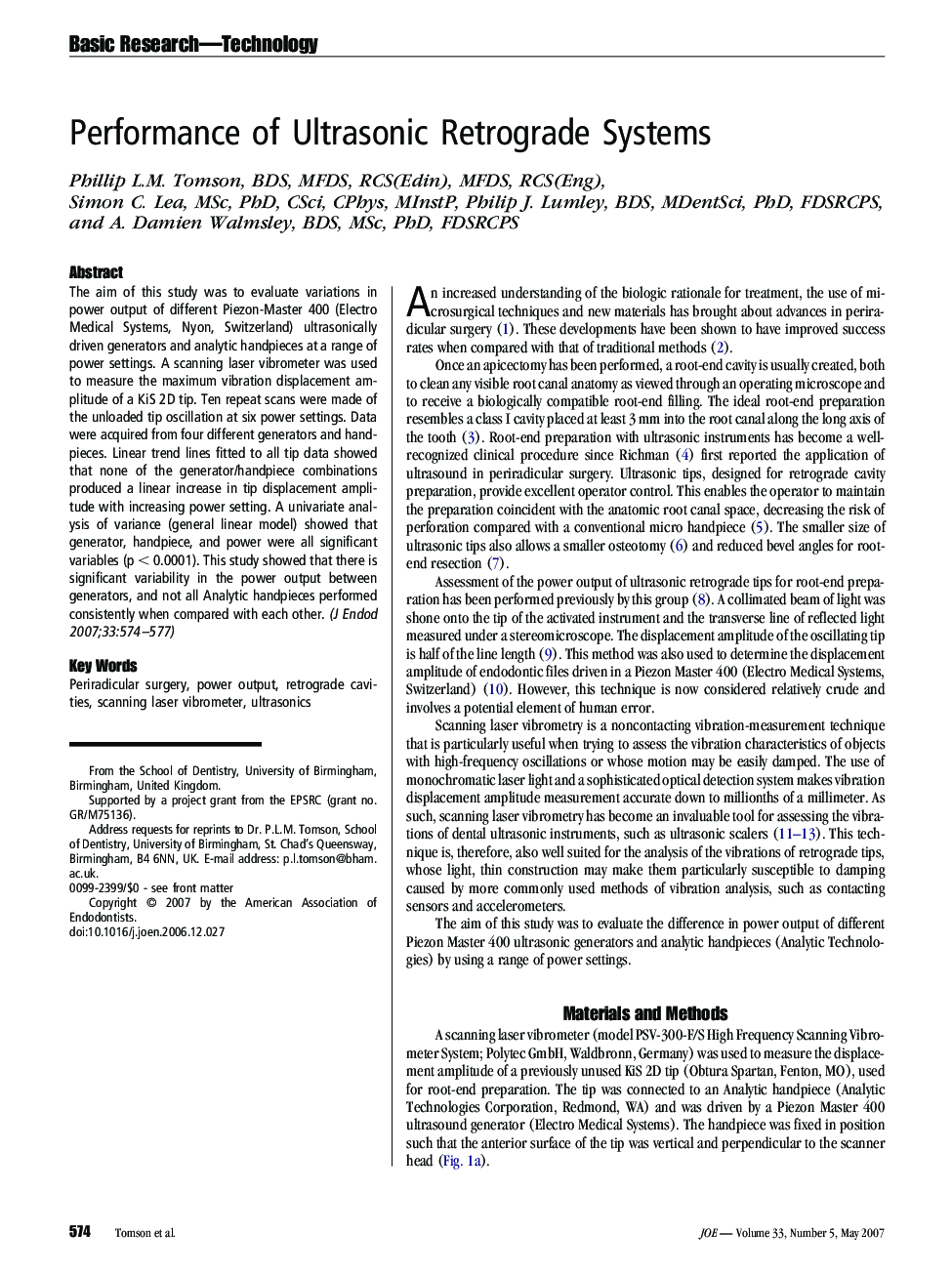 Performance of Ultrasonic Retrograde Systems