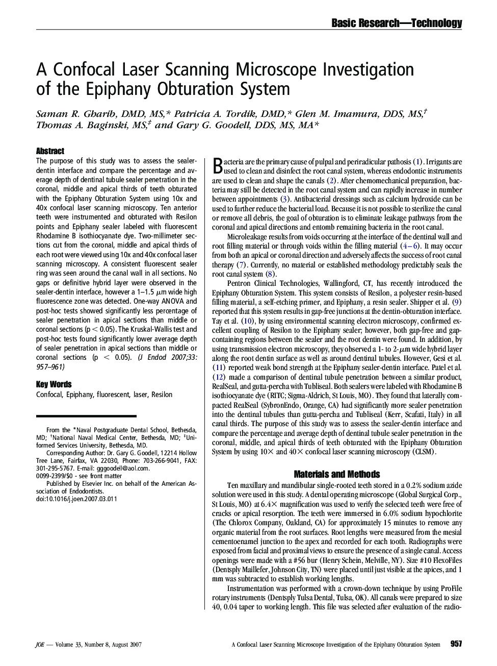 A Confocal Laser Scanning Microscope Investigation of the Epiphany Obturation System