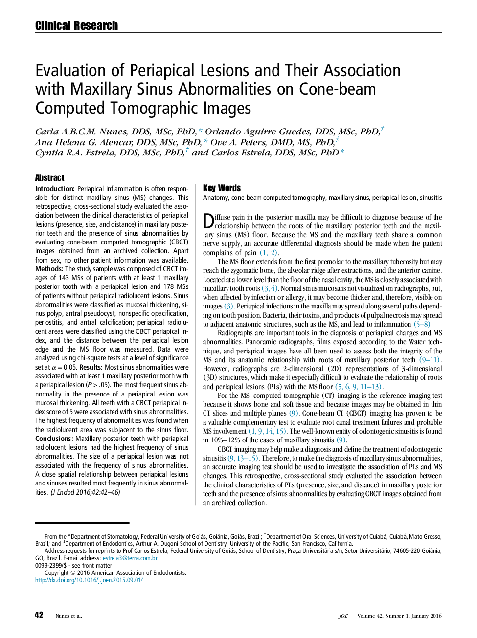 بررسی ضایعات پری اپیکال و ارتباط آنها با اختلالات سینوس ماگزیلاری بر روی تصاویر توموگرافی کامپیوتری 