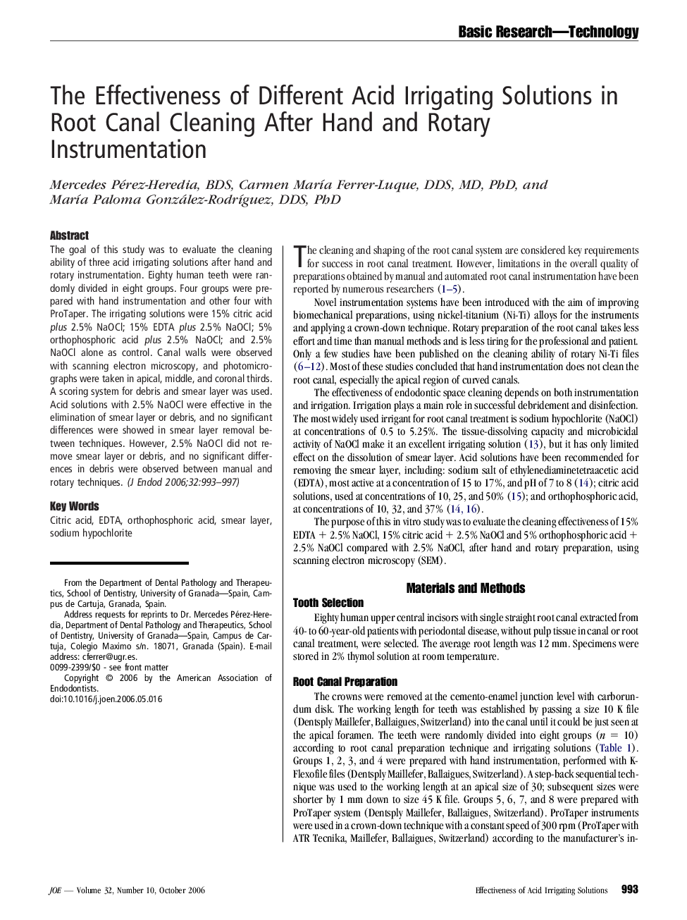 The Effectiveness of Different Acid Irrigating Solutions in Root Canal Cleaning After Hand and Rotary Instrumentation