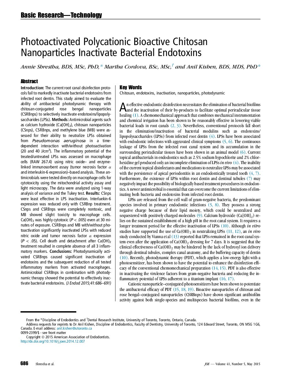 Photoactivated Polycationic Bioactive Chitosan Nanoparticles Inactivate Bacterial Endotoxins