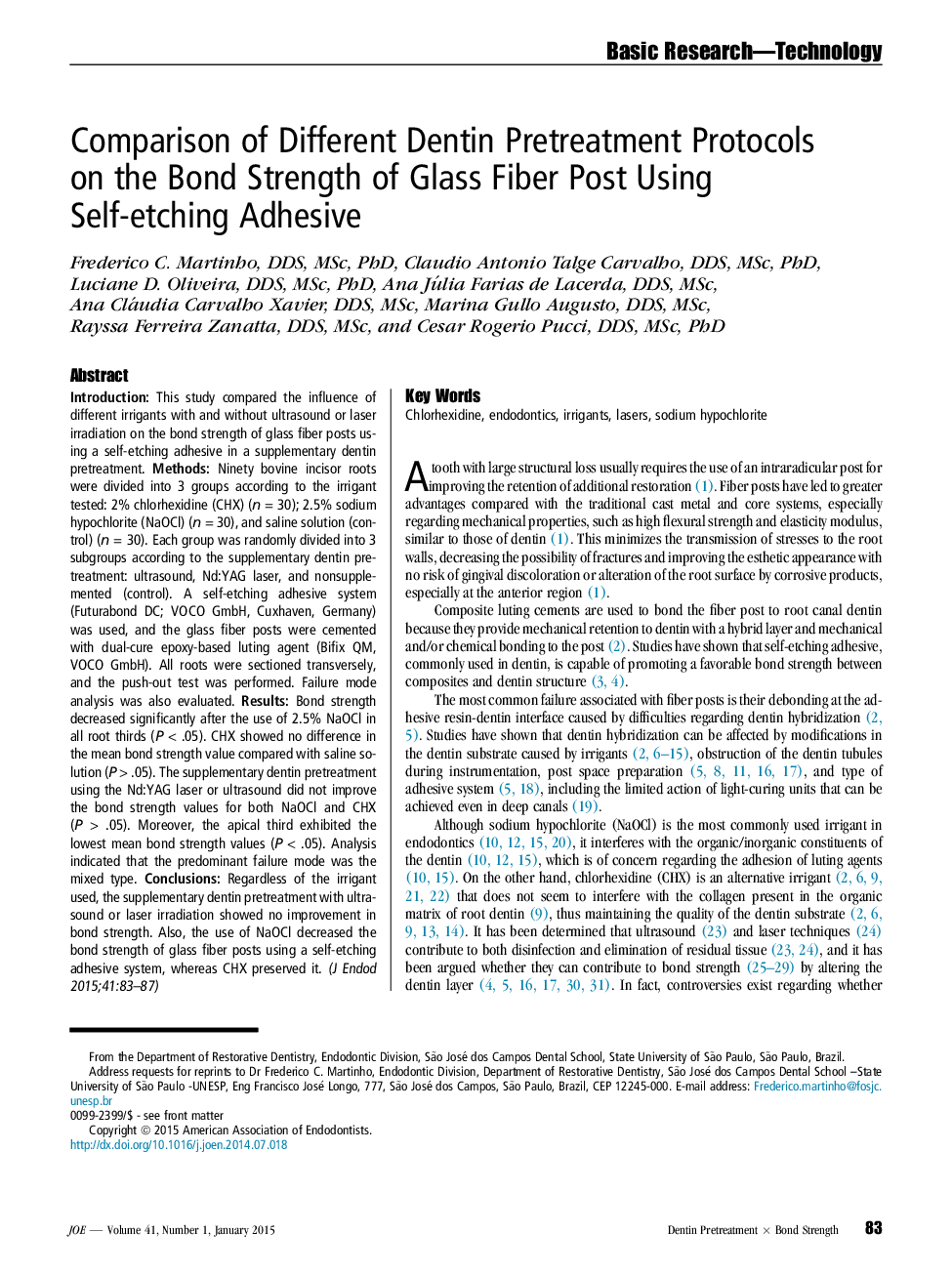 Comparison of Different Dentin Pretreatment Protocols on the Bond Strength of Glass Fiber Post Using Self-etching Adhesive