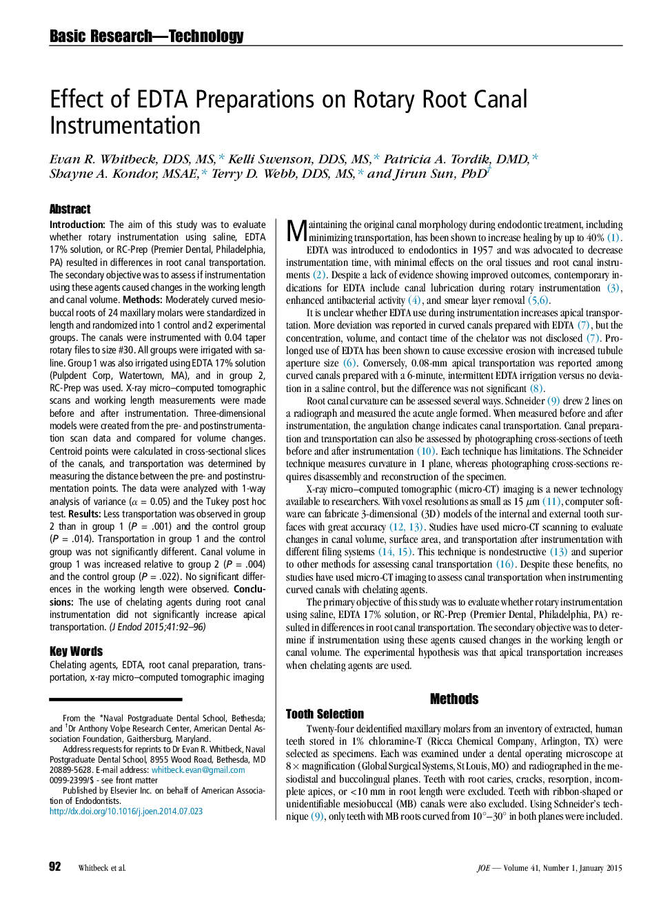 Effect of EDTA Preparations on Rotary Root Canal Instrumentation