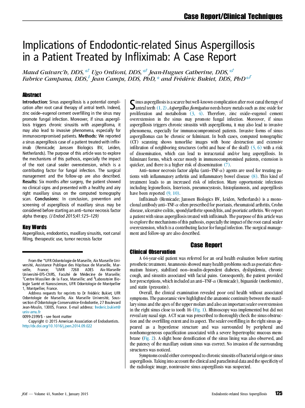 Implications of Endodontic-related Sinus Aspergillosis in a Patient Treated by Infliximab: A Case Report