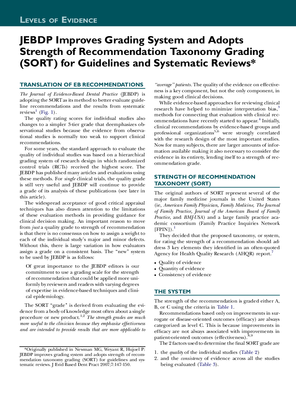 Levels of Evidence