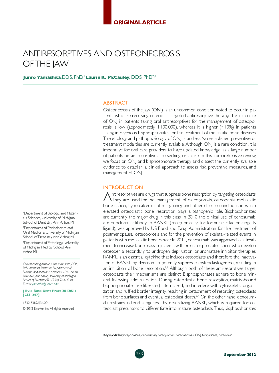 Antiresorptives and Osteonecrosis of the Jaw