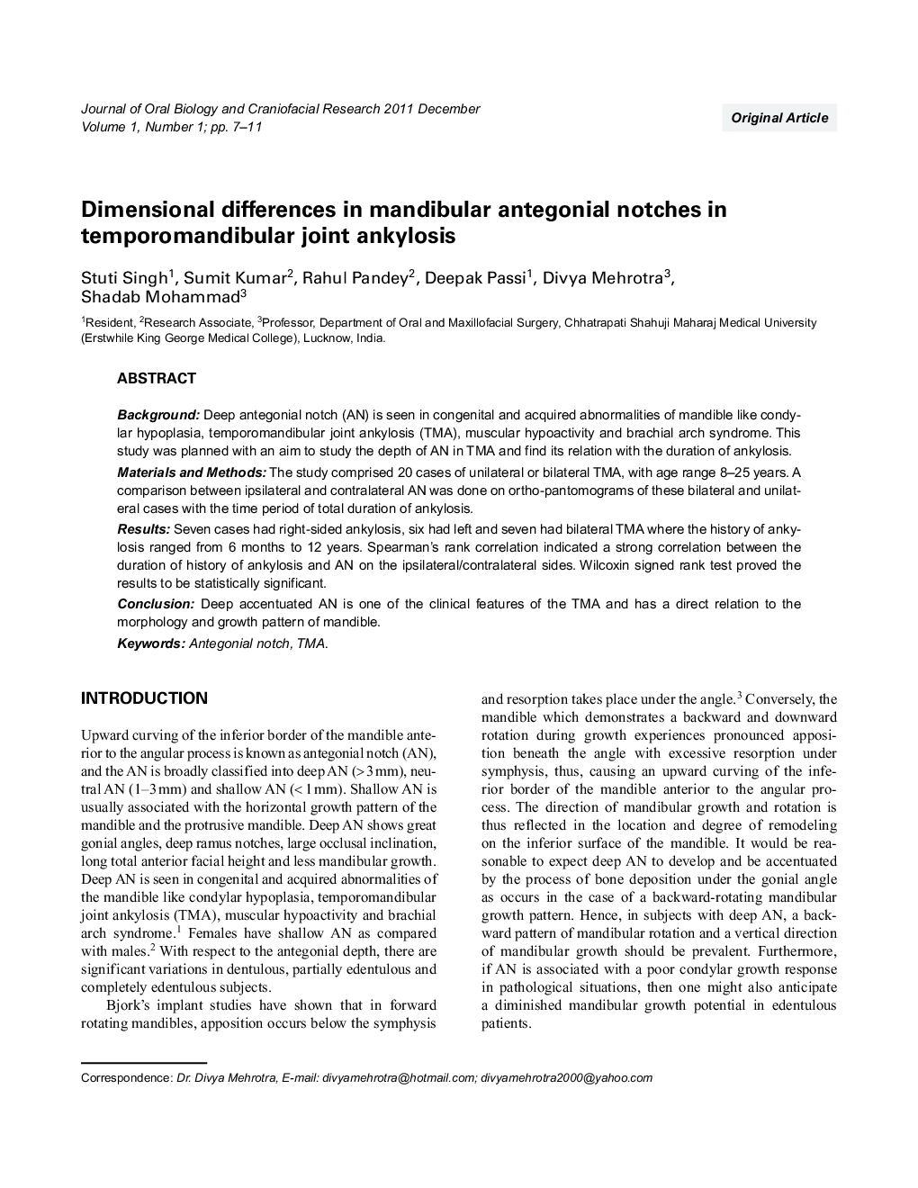 Dimensional differences in mandibular antegonial notches in temporomandibular joint ankylosis