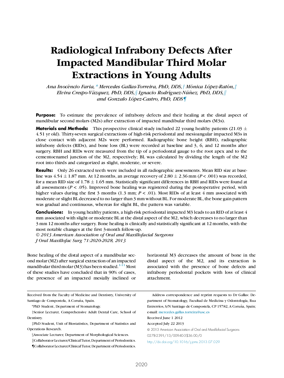 Radiological Infrabony Defects After Impacted Mandibular Third Molar Extractions in Young Adults