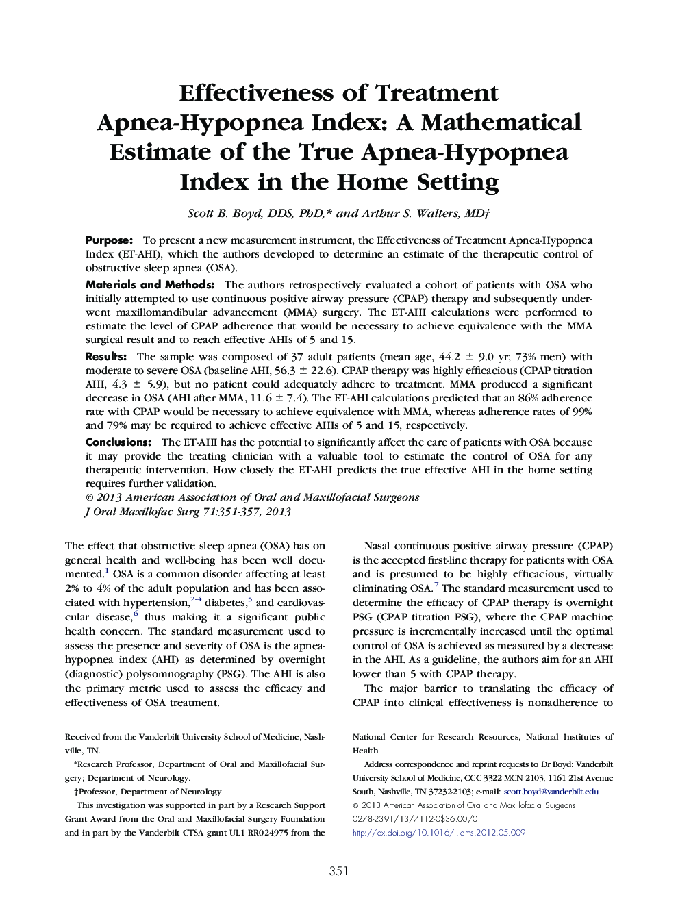 Effectiveness of Treatment Apnea-Hypopnea Index: A Mathematical Estimate of the True Apnea-Hypopnea Index in the Home Setting 