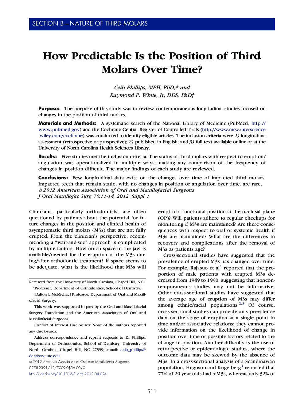 How Predictable Is the Position of Third Molars Over Time?