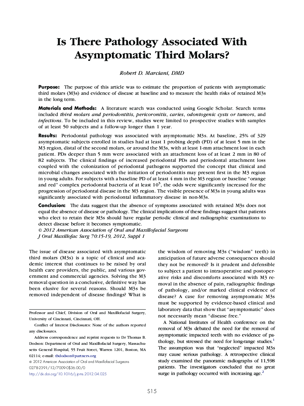 Is There Pathology Associated With Asymptomatic Third Molars? 