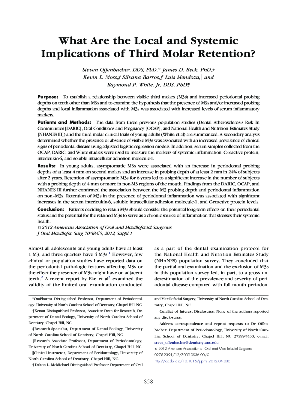 What Are the Local and Systemic Implications of Third Molar Retention? 