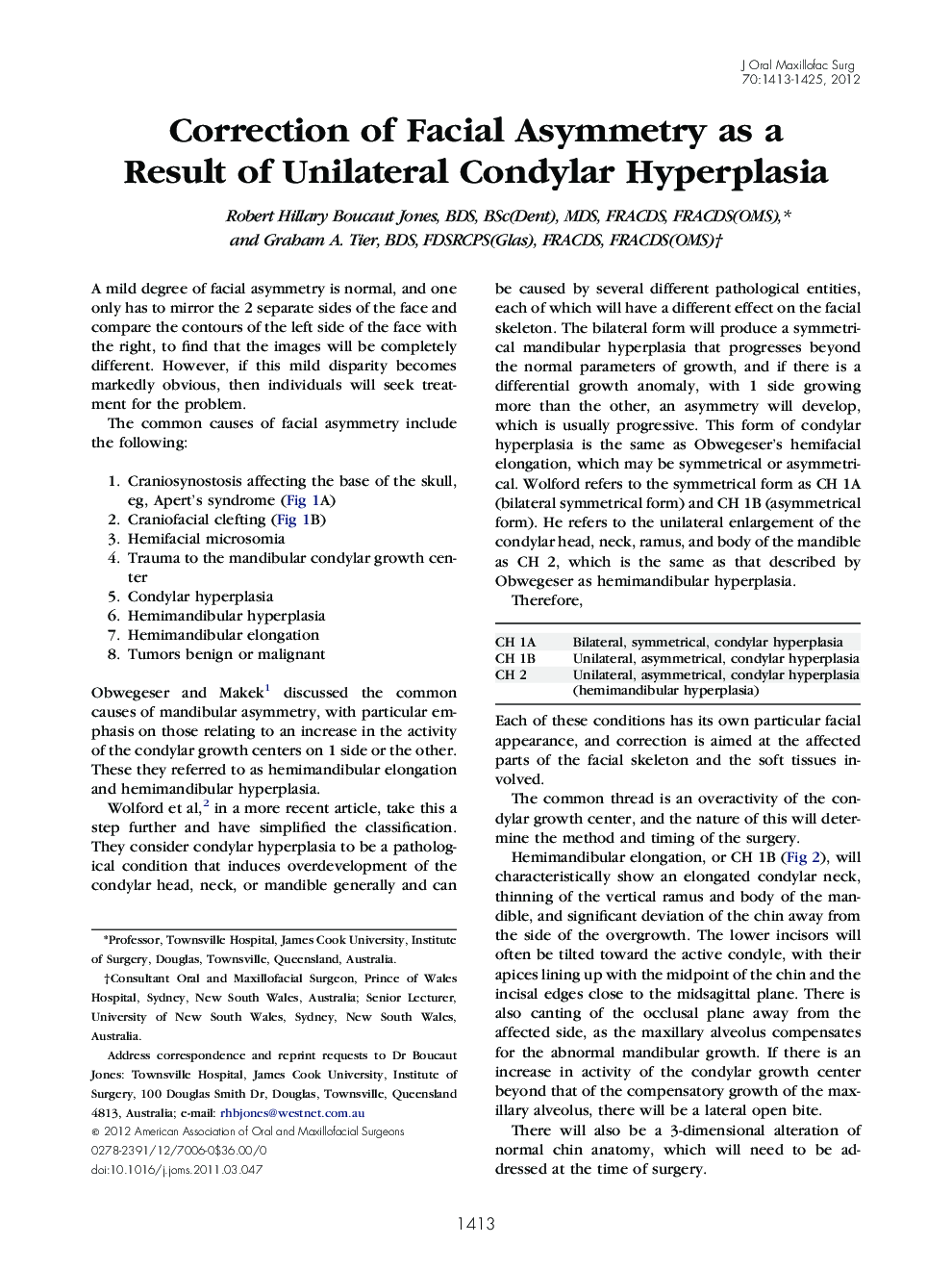 Correction of Facial Asymmetry as a Result of Unilateral Condylar Hyperplasia