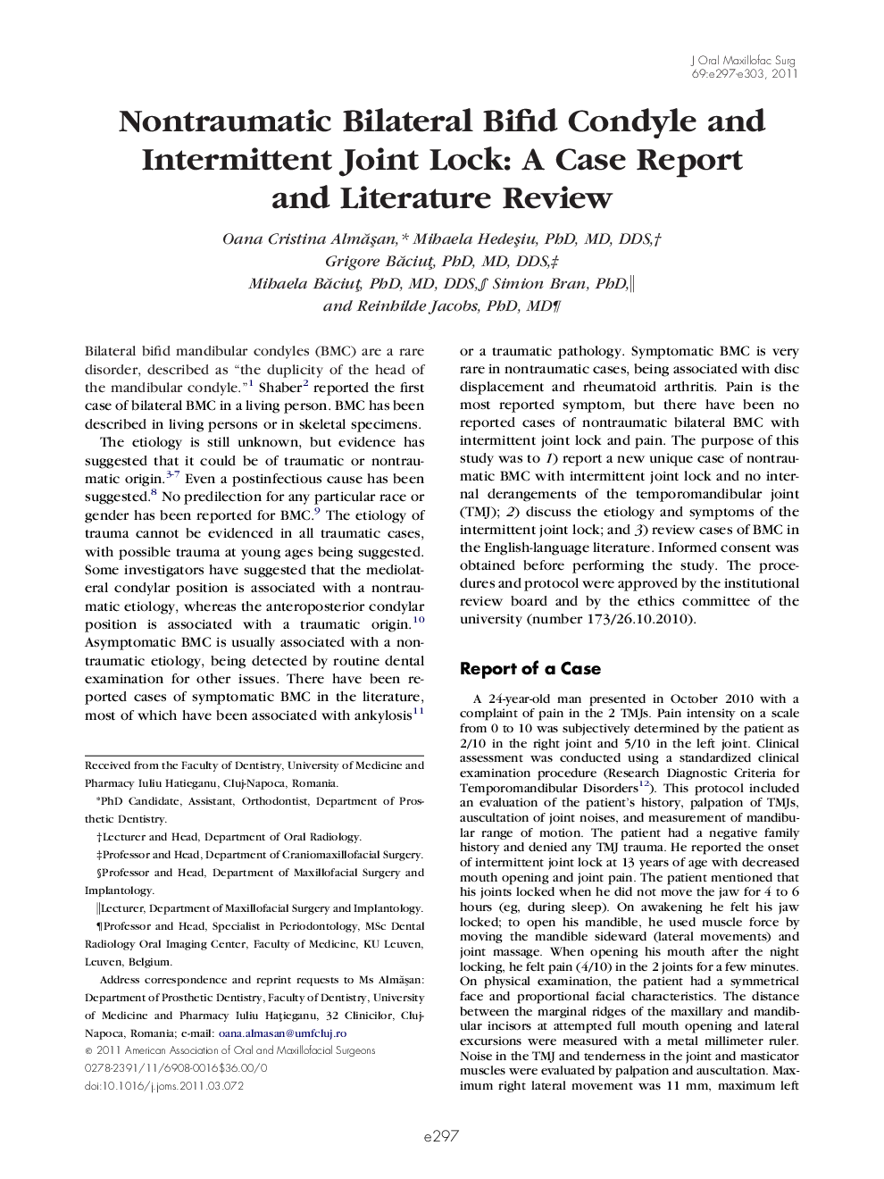 Nontraumatic Bilateral Bifid Condyle and Intermittent Joint Lock: A Case Report and Literature Review