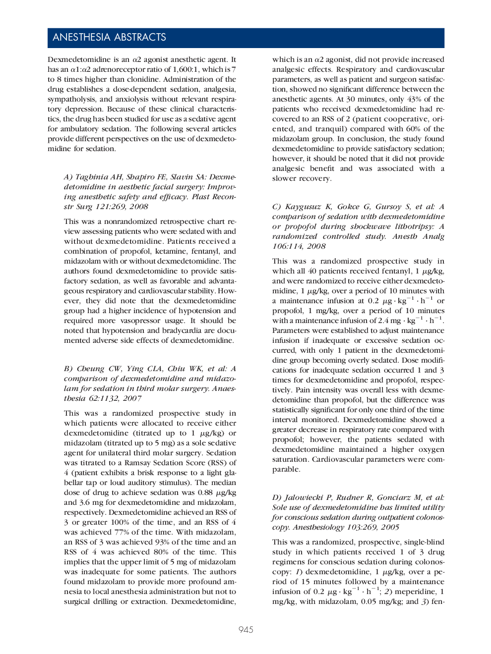 Anesthesia Abstracts