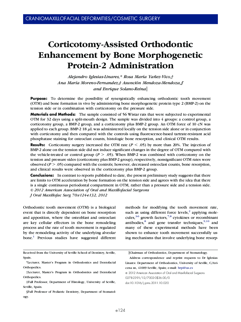 Corticotomy-Assisted Orthodontic Enhancement by Bone Morphogenetic Protein-2 Administration