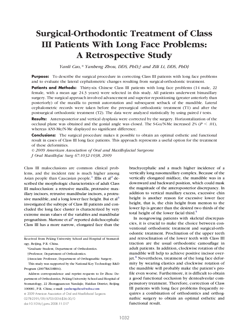 Surgical-Orthodontic Treatment of Class III Patients With Long Face Problems: A Retrospective Study