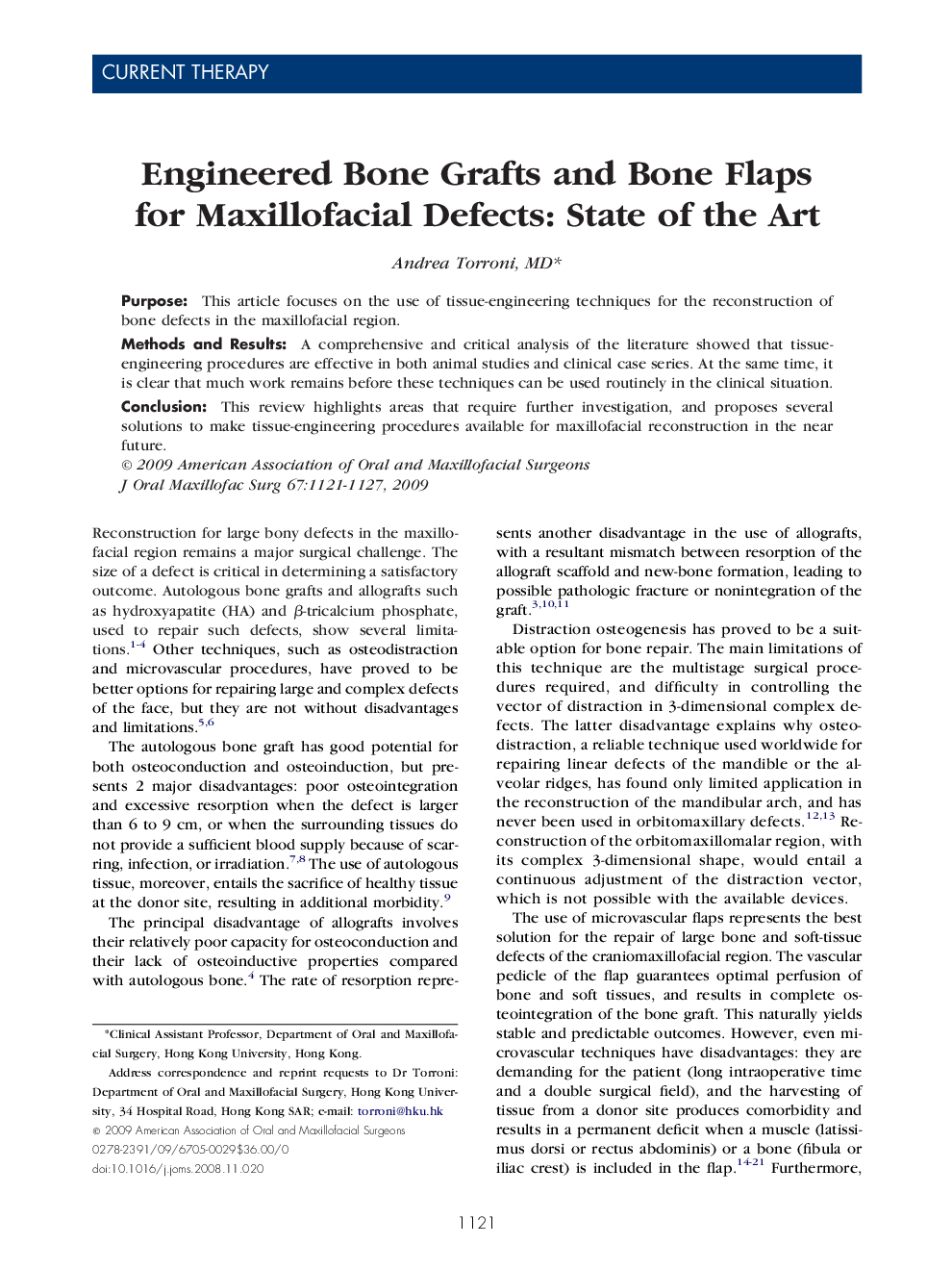 Engineered Bone Grafts and Bone Flaps for Maxillofacial Defects: State of the Art