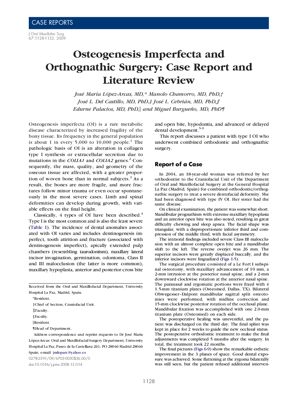 Osteogenesis Imperfecta and Orthognathic Surgery: Case Report and Literature Review