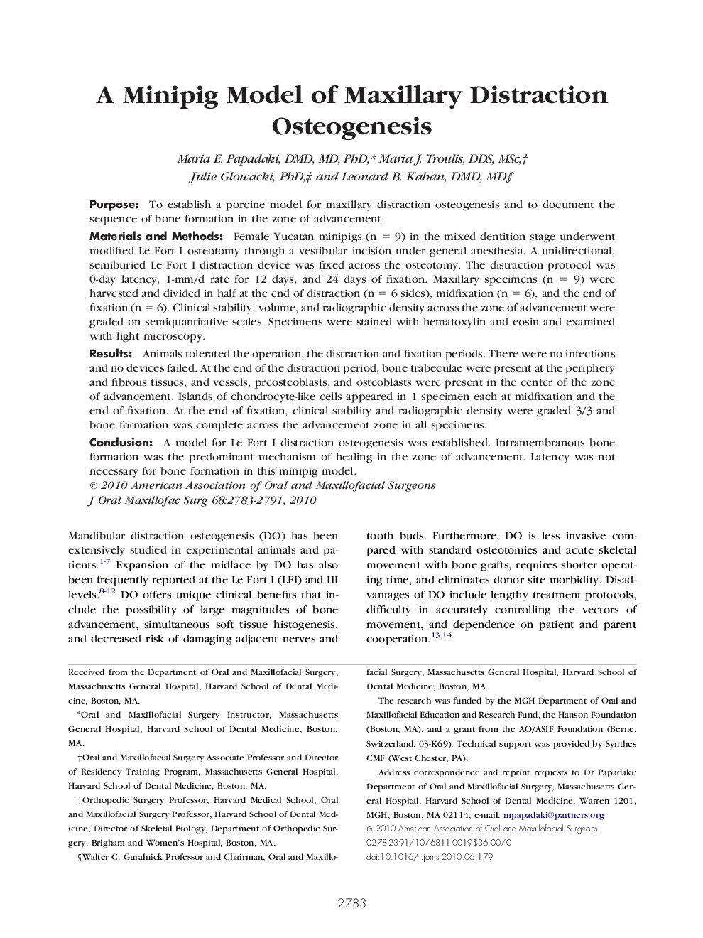 A Minipig Model of Maxillary Distraction Osteogenesis