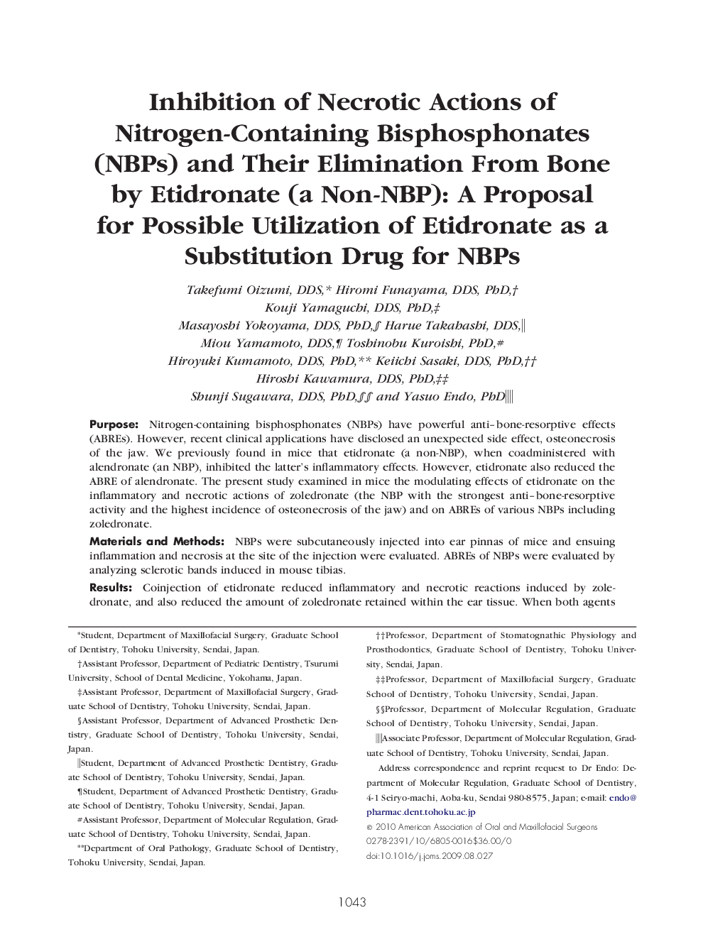 Inhibition of Necrotic Actions of Nitrogen-Containing Bisphosphonates (NBPs) and Their Elimination From Bone by Etidronate (a Non-NBP): A Proposal for Possible Utilization of Etidronate as a Substitution Drug for NBPs