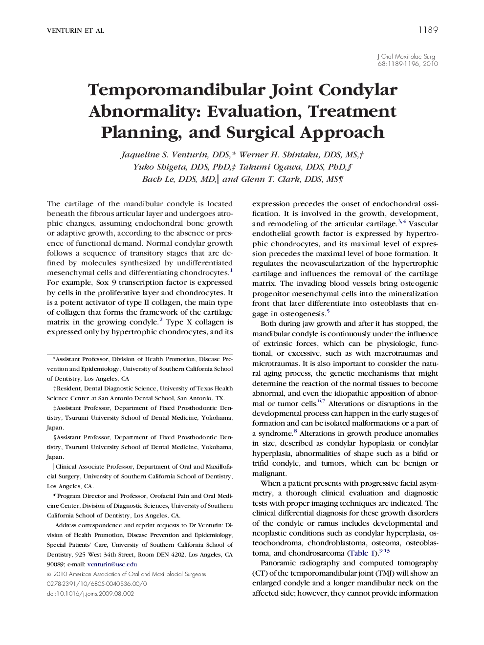 Temporomandibular Joint Condylar Abnormality: Evaluation, Treatment Planning, and Surgical Approach