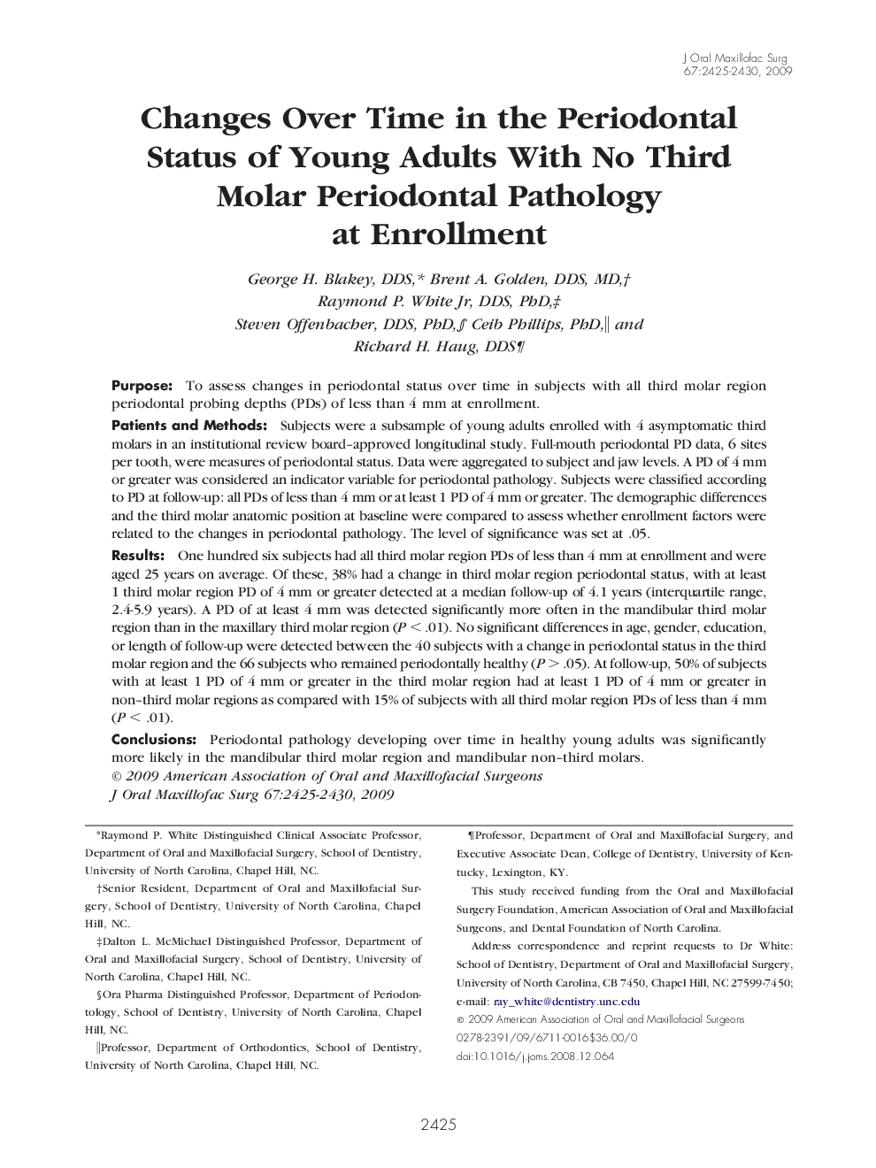 عکس صفحه اول مقاله: Changes Over Time in the Periodontal Status of Young Adults With No Third Molar Periodontal Pathology at Enrollment Changes Over Time in the Periodontal Status of Young Adults With No Third Molar Periodontal Pathology at Enrollment