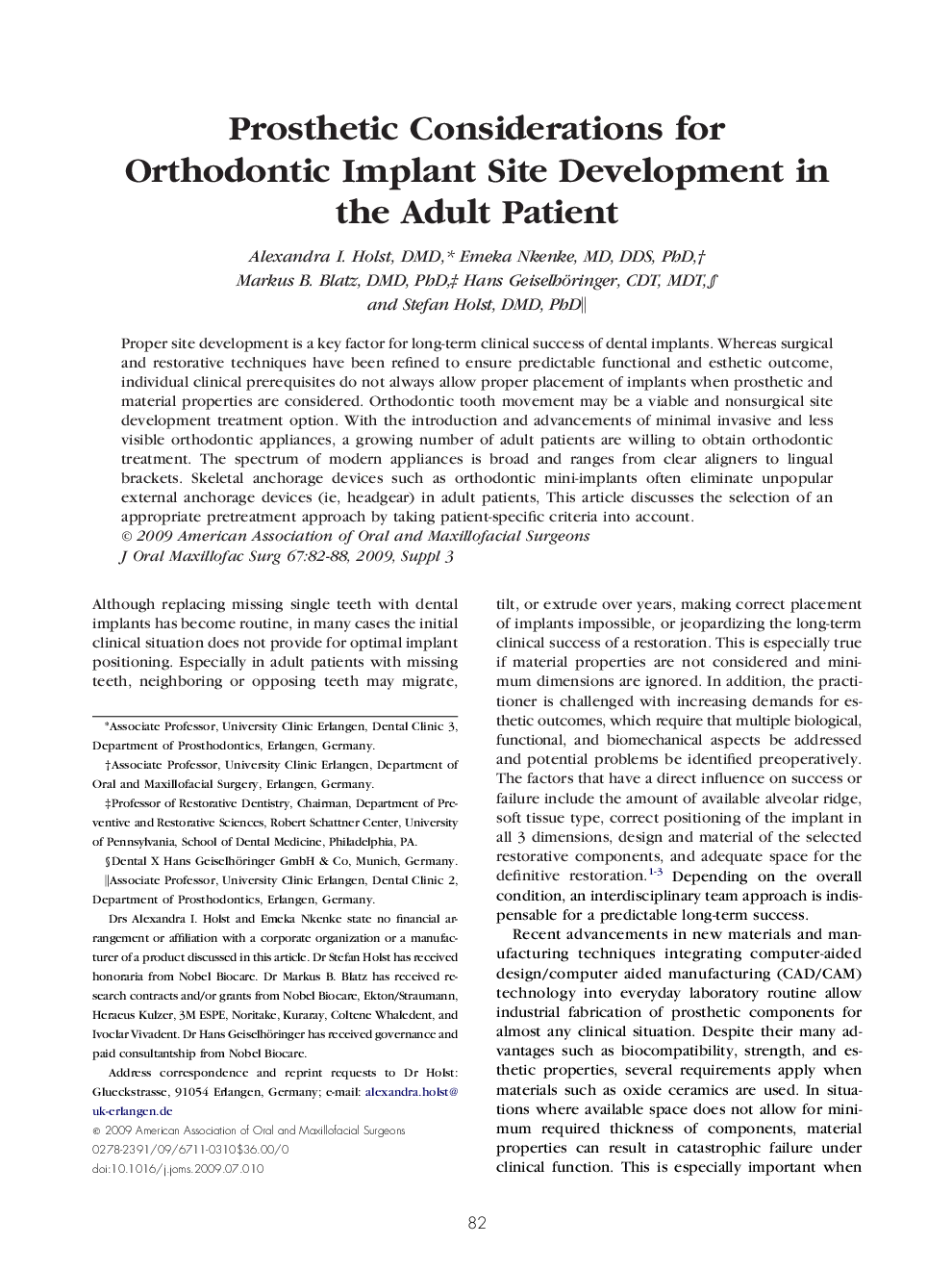 Prosthetic Considerations for Orthodontic Implant Site Development in the Adult Patient