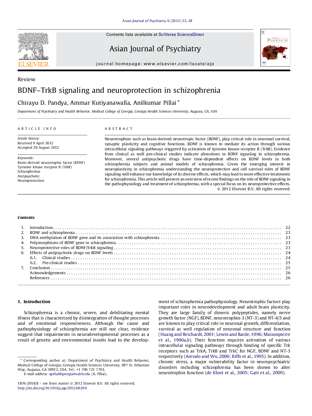 BDNF–TrkB signaling and neuroprotection in schizophrenia