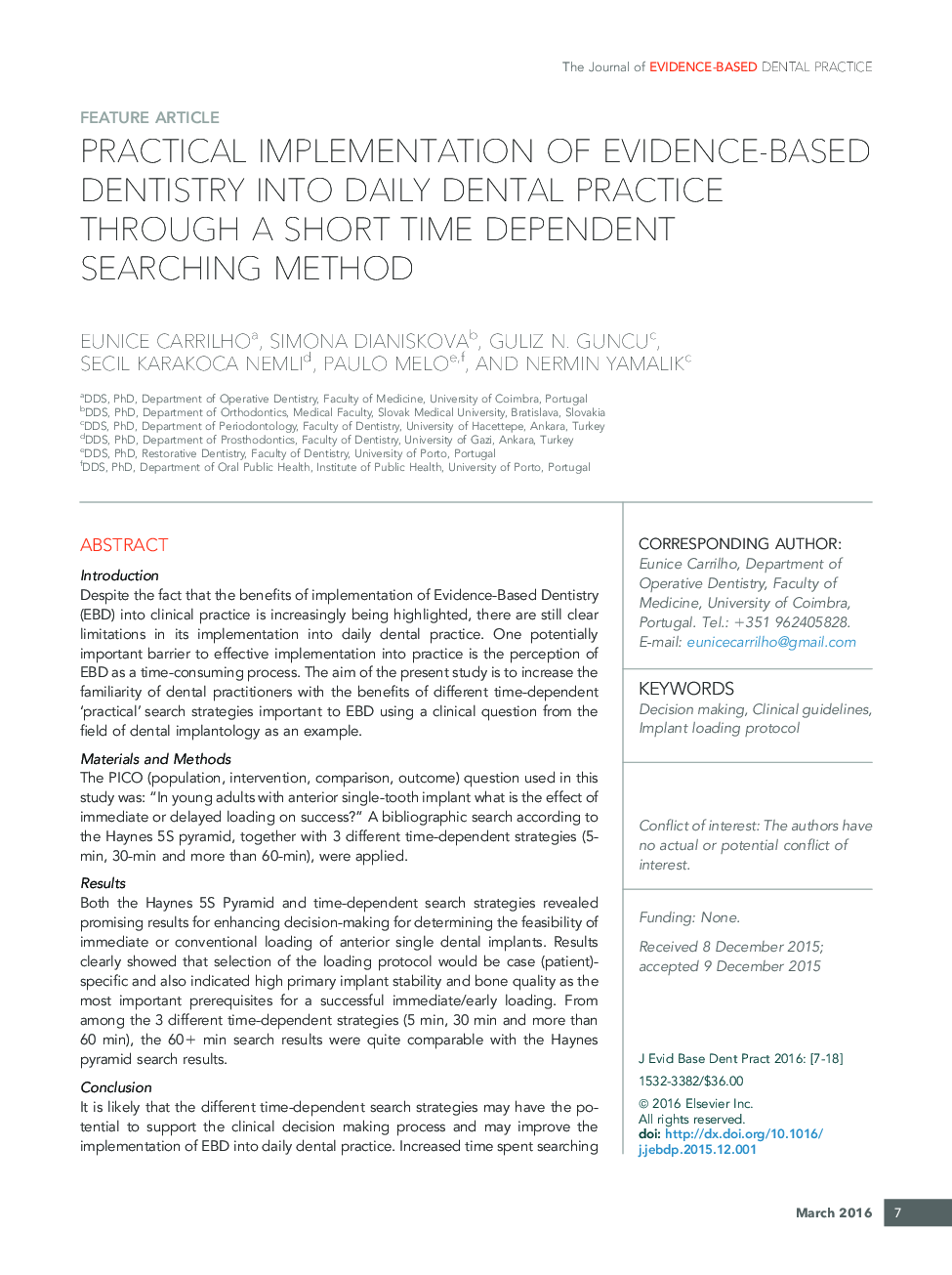 پیاده سازی عملی از دندانپزشکی مبتنی بر شواهد در روزنامه دندانپزشکی با استفاده از روش جستجوی کوتاه مدت وابسته 