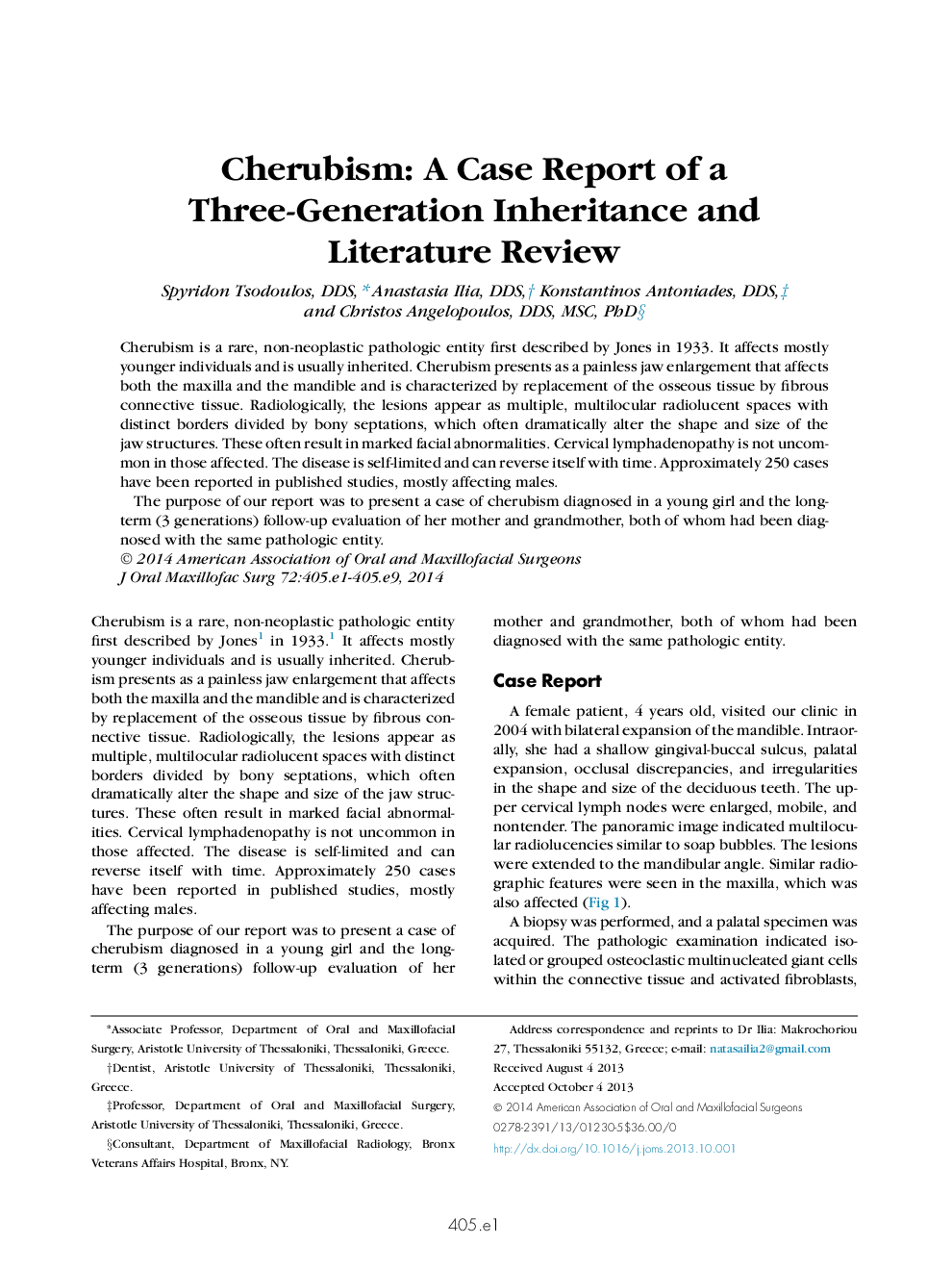 Cherubism: A Case Report of a Three-Generation Inheritance and Literature Review