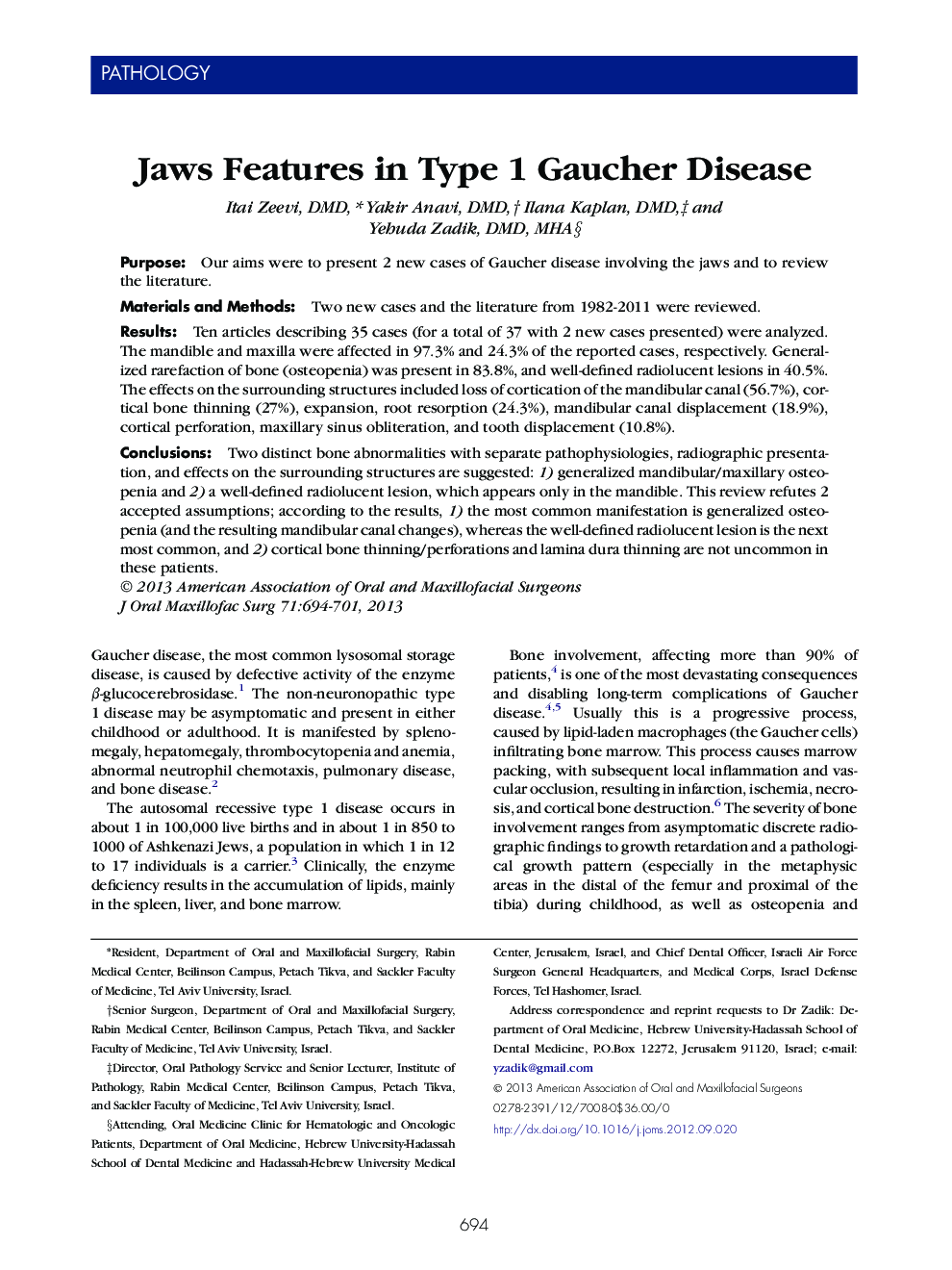 Jaws Features in Type 1 Gaucher Disease