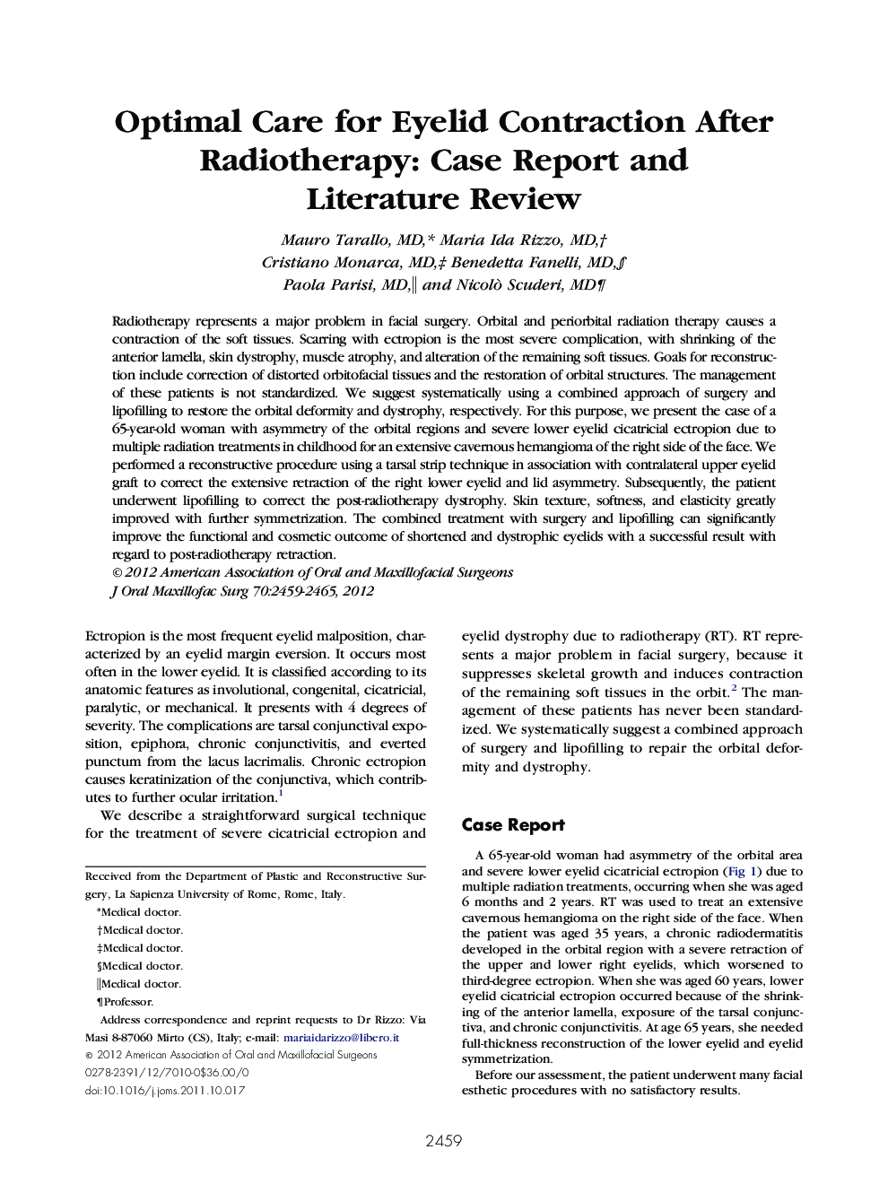 Optimal Care for Eyelid Contraction After Radiotherapy: Case Report and Literature Review