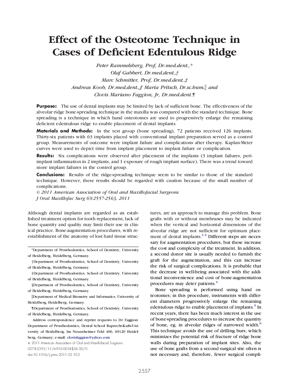 Effect of the Osteotome Technique in Cases of Deficient Edentulous Ridge