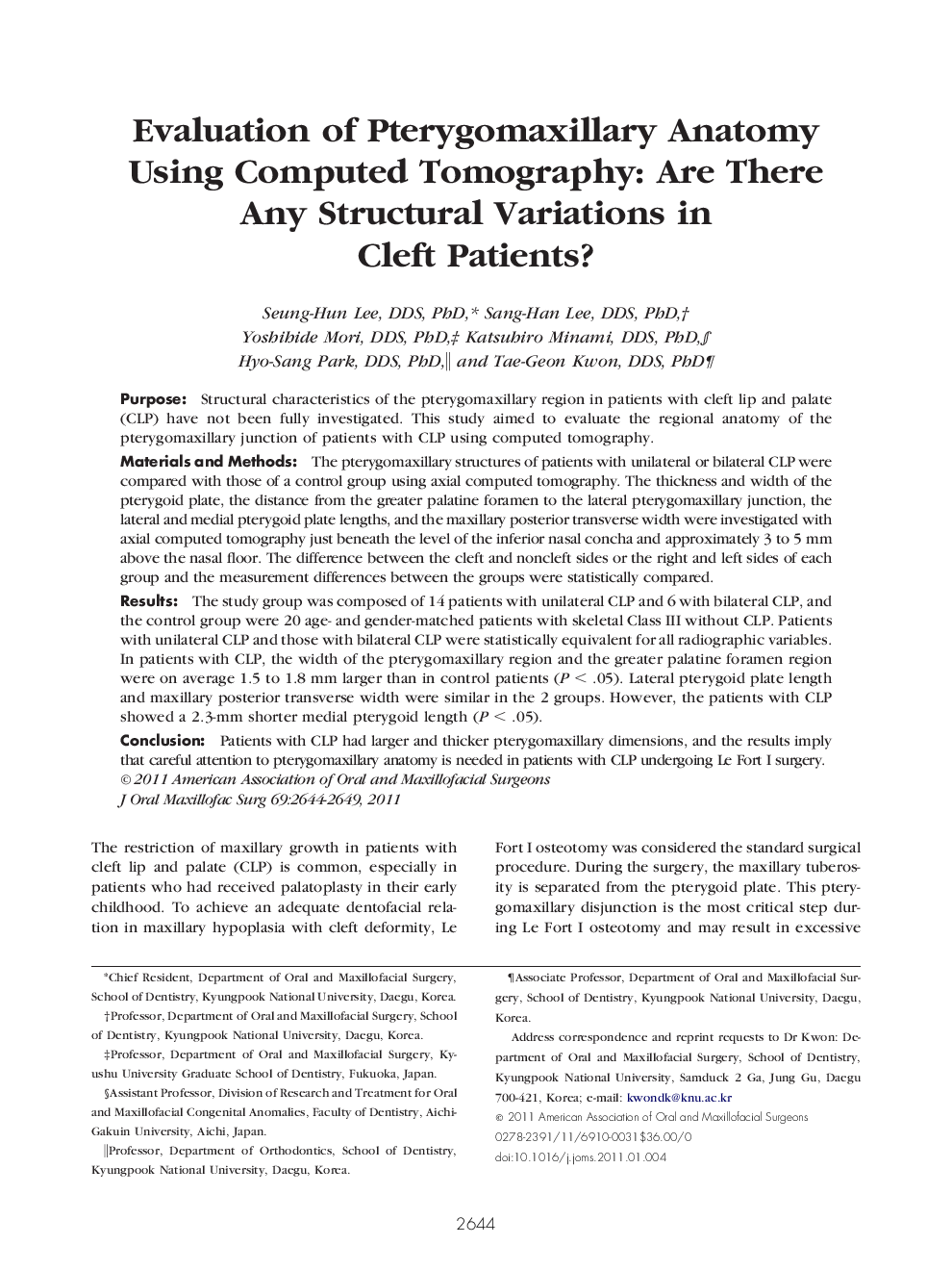 Evaluation of Pterygomaxillary Anatomy Using Computed Tomography: Are There Any Structural Variations in Cleft Patients?