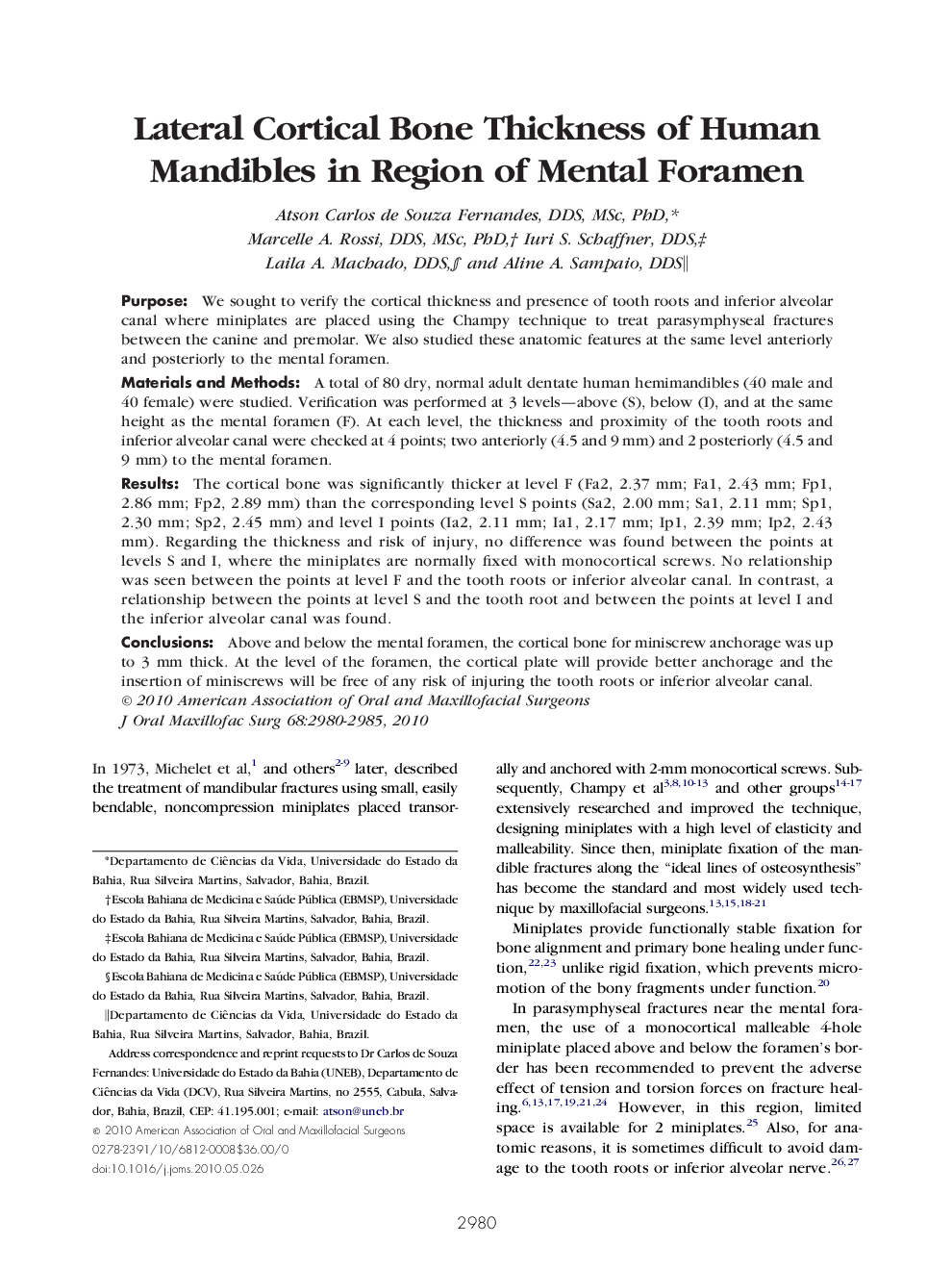 Lateral Cortical Bone Thickness of Human Mandibles in Region of Mental Foramen